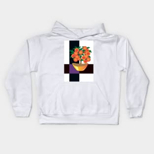 Tangerine tree in a golden vase Kids Hoodie